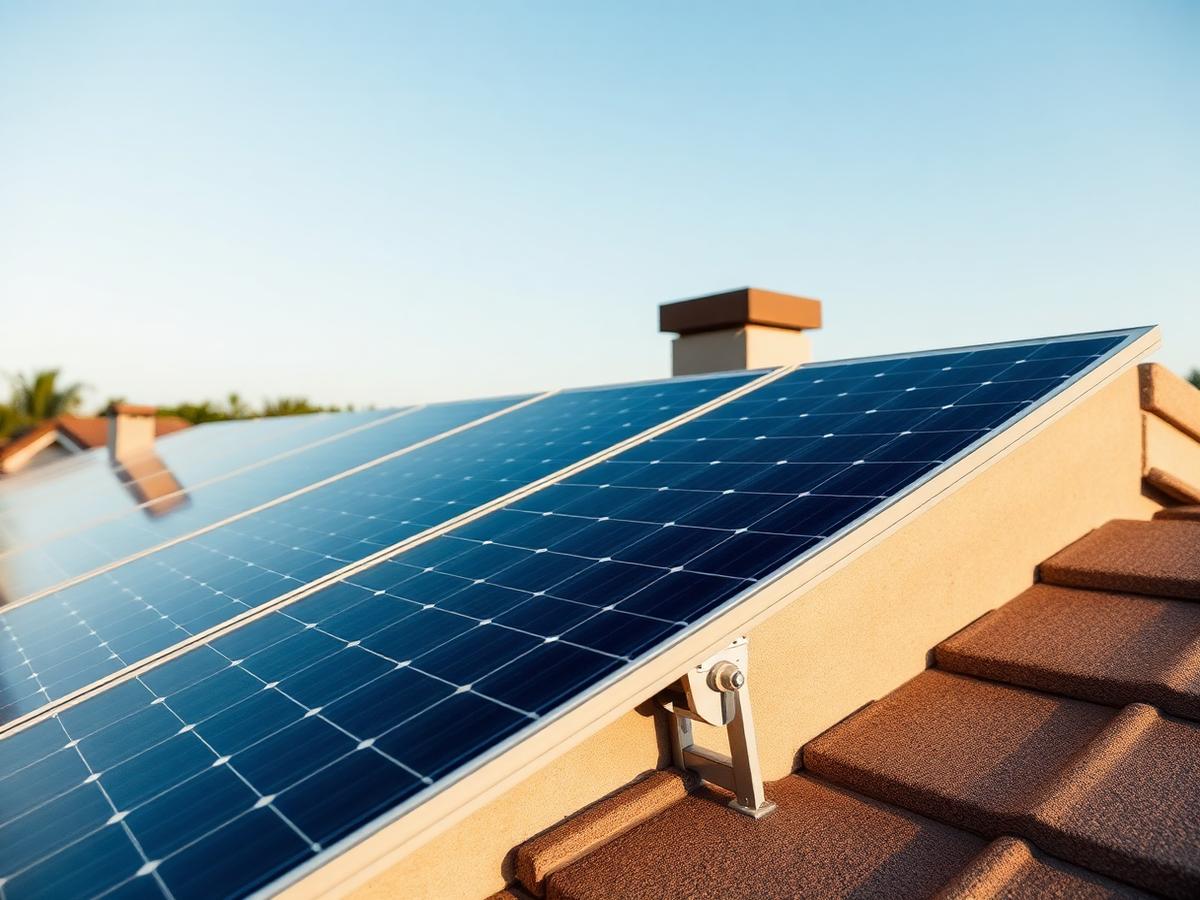 Paneles solares instalados en techo residencial